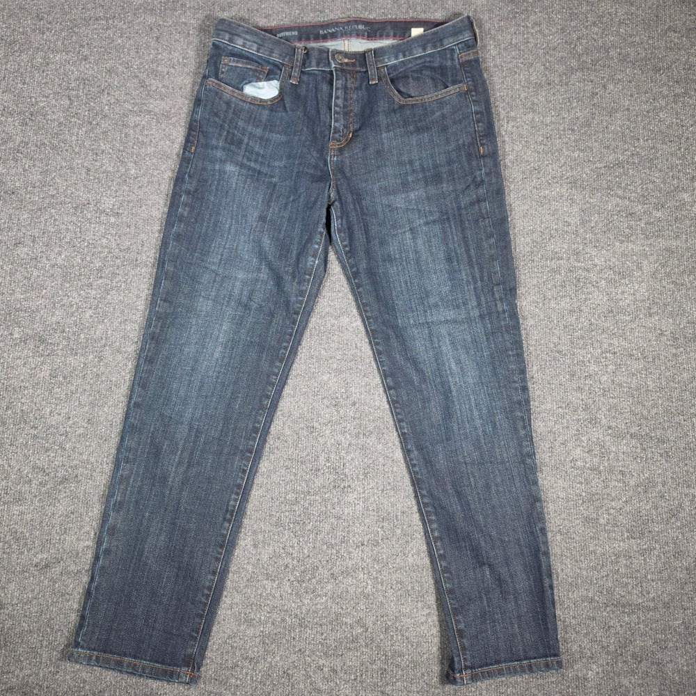 Banana Republic Boyfriend Jeans Dark Wash Blue Denim Size 29 Straight Leg